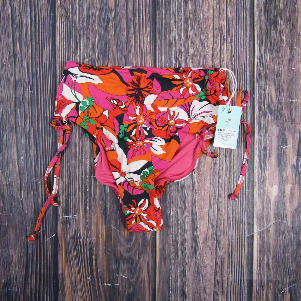 Marine Layer NEW NWT Women Small Rio High Waisted Bikini Bottom Swim Pink Floral